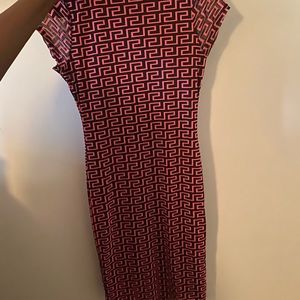 Pink and black body con dress